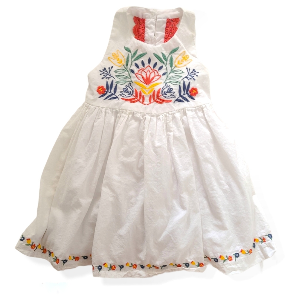Rachel Zoe White Flower Embroidered & Crochet Sleeveless A-Line Dress Size 4T